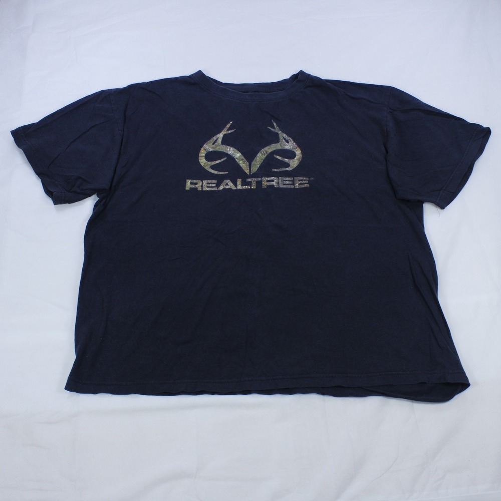 Realtree Men's Short-Sleeve T-Shirt – Black with Camouflage Logo, Size XL